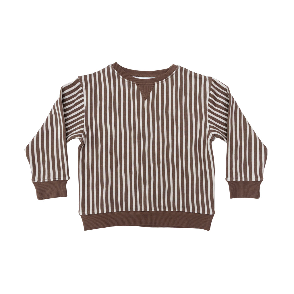 Brown Vertical Stripe Bamboo French Terry Pullover