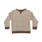 Dark Brown Gingham Bamboo French Terry Pullover