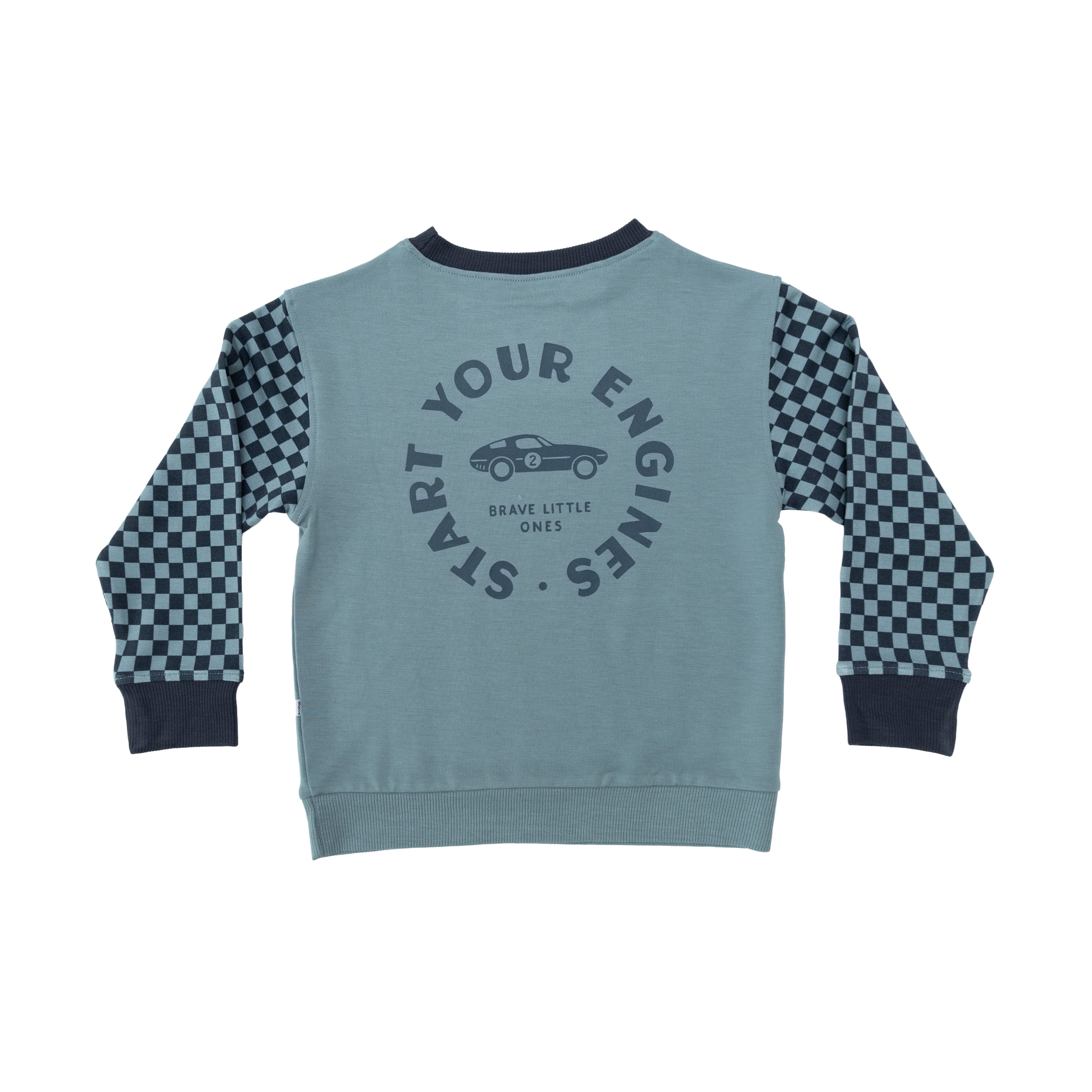 Slate Blue Start Your Engines Bamboo French Terry Pullover
