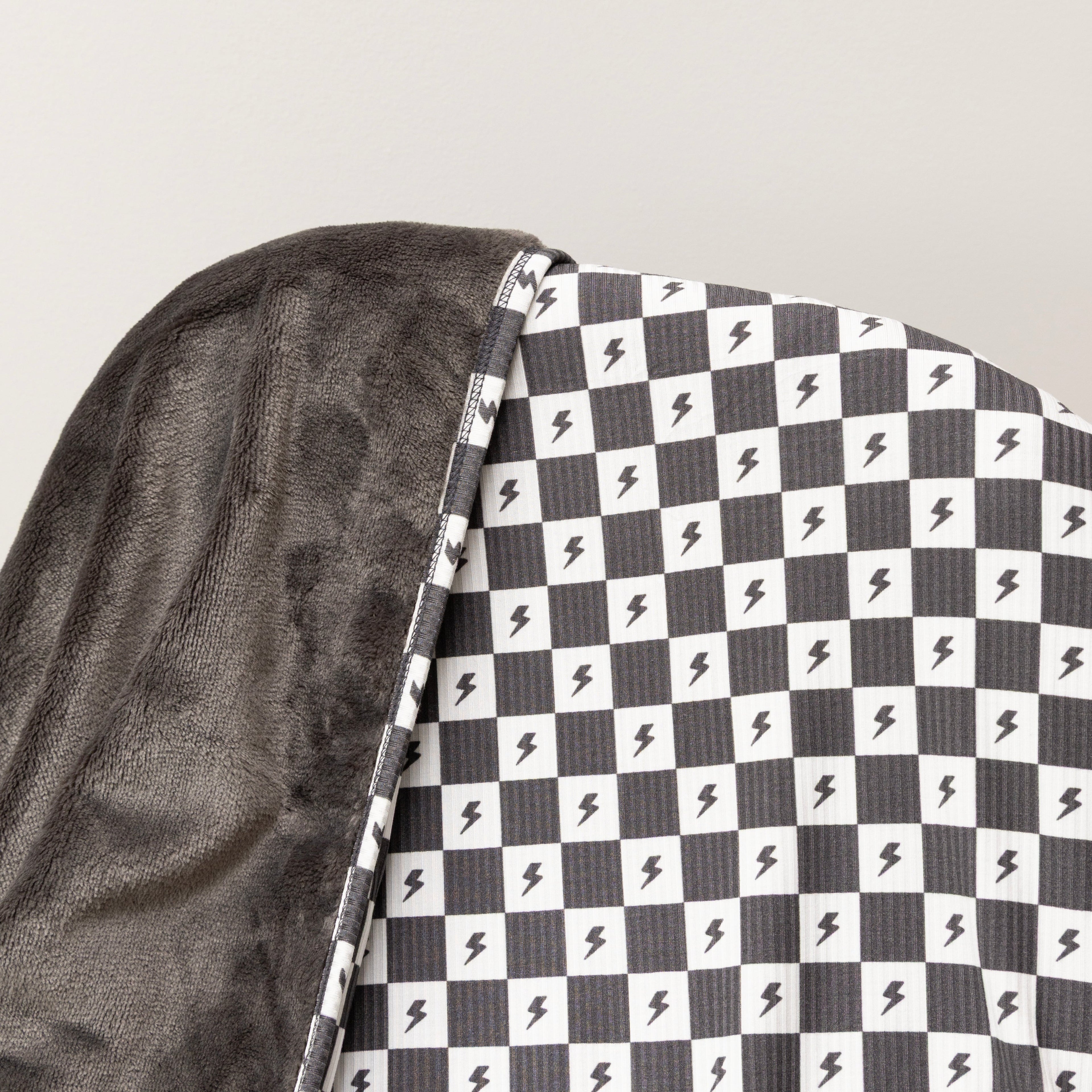 Checkered Lightning Bolt Small Ribbed Toddler Blanket