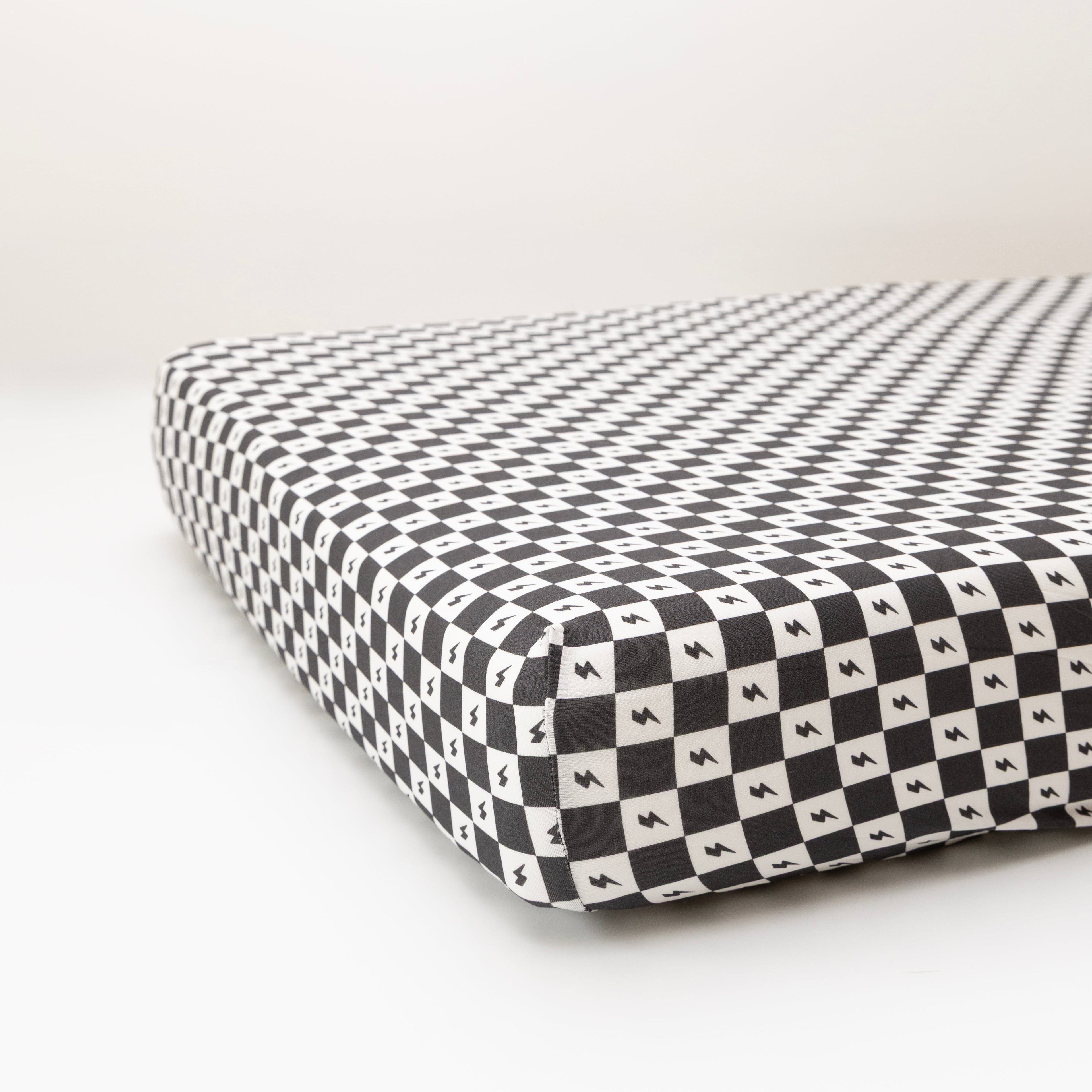 Checkered Lightning Bolt Crib Sheet