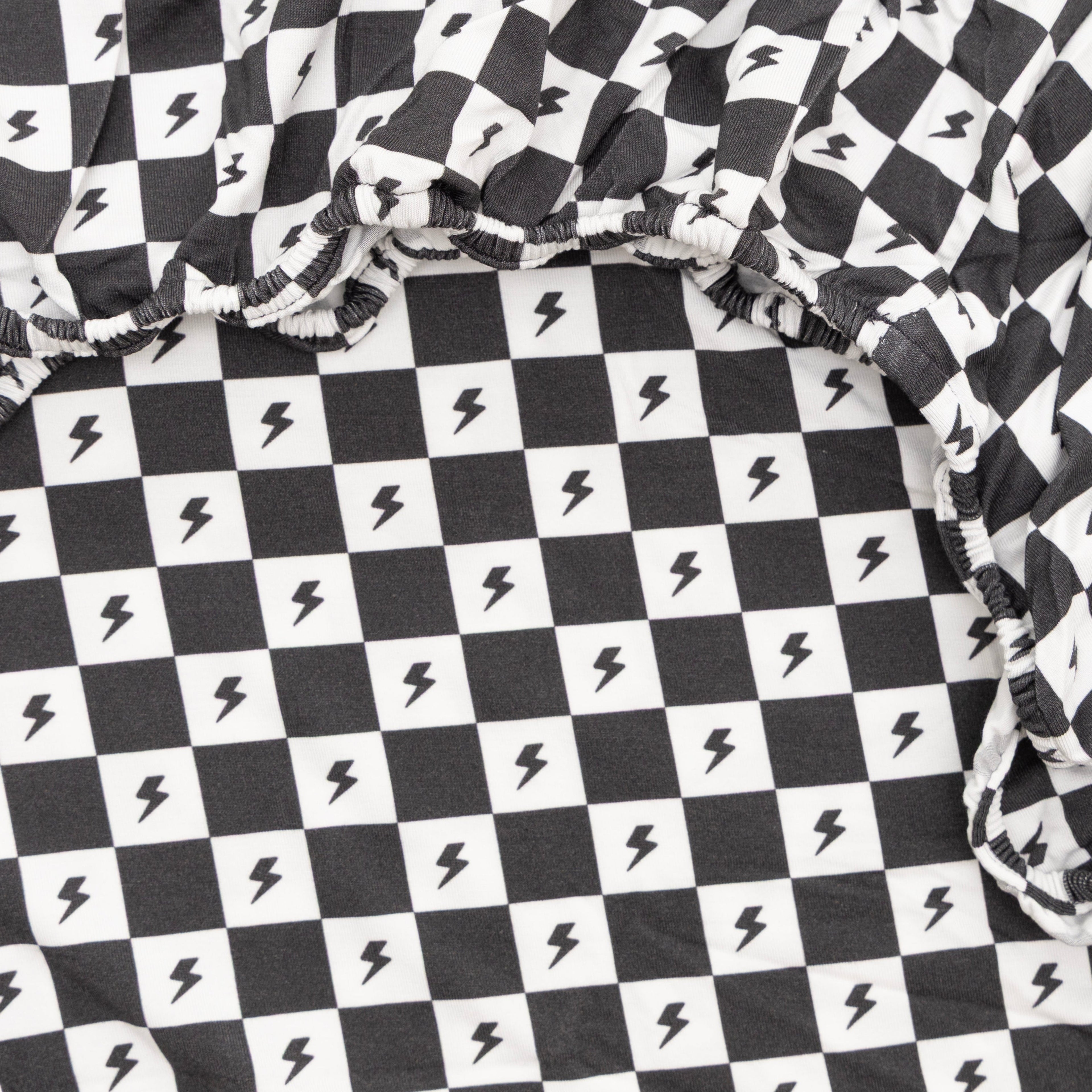 Checkered Lightning Bolt Crib Sheet