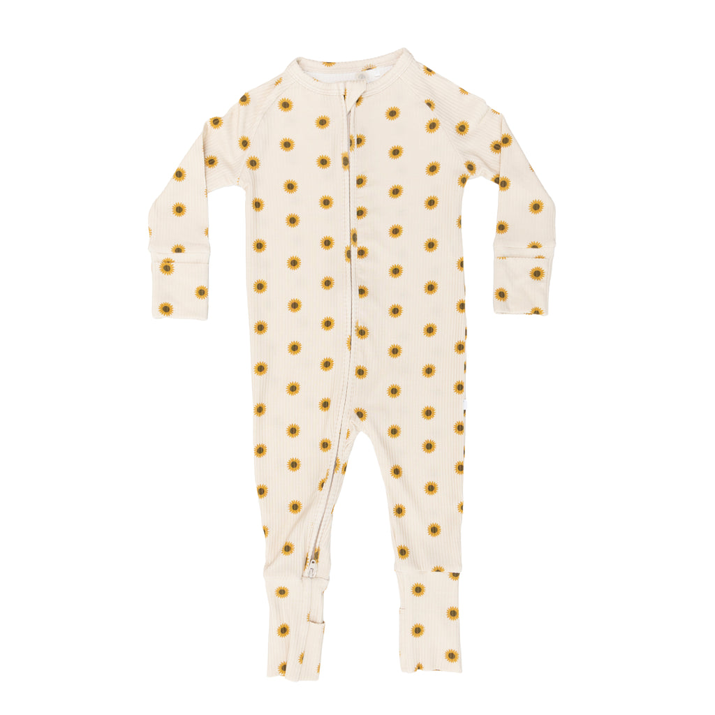 Sunflowers Small Ribbed Zip Romper
