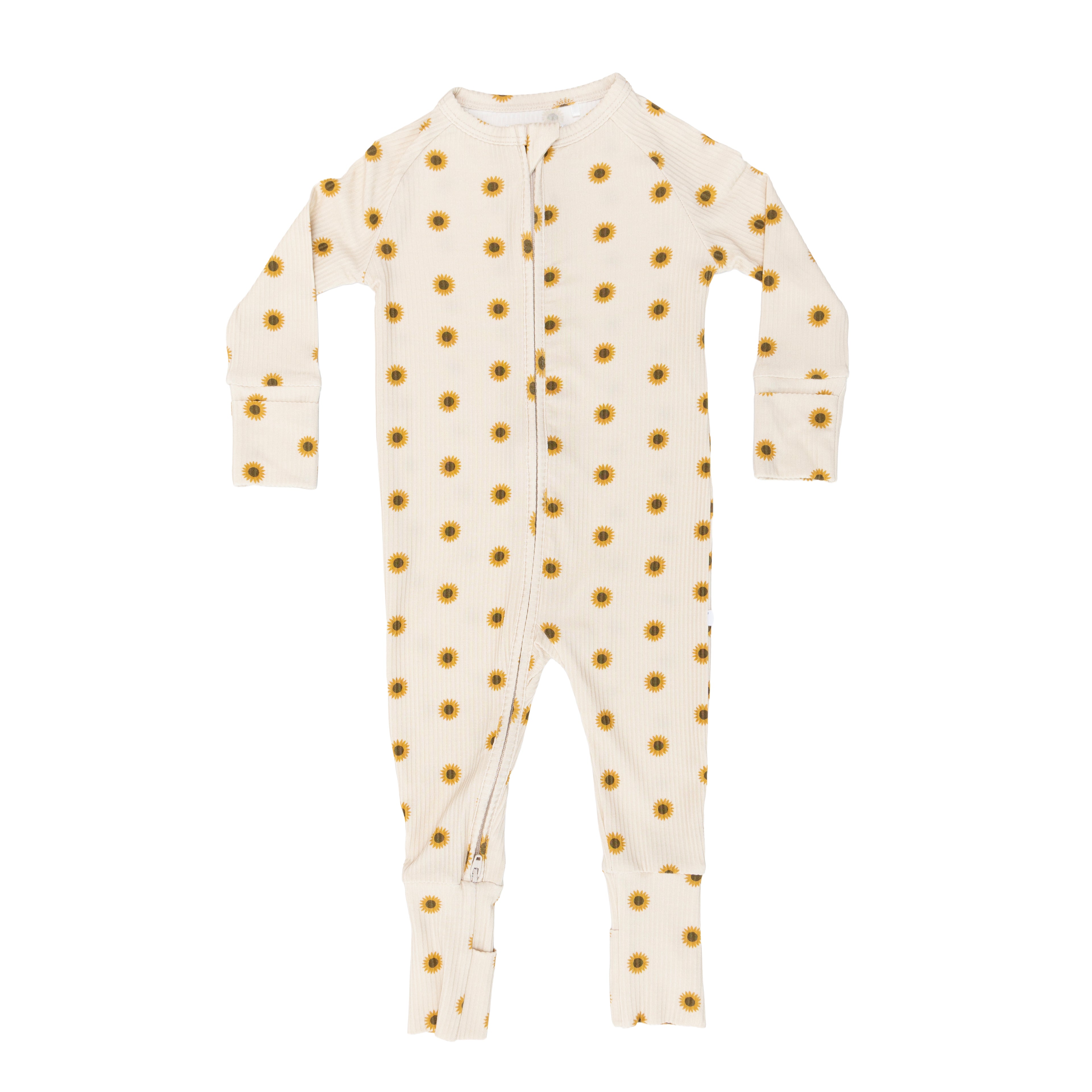 Sunflowers Small Ribbed Zip Romper