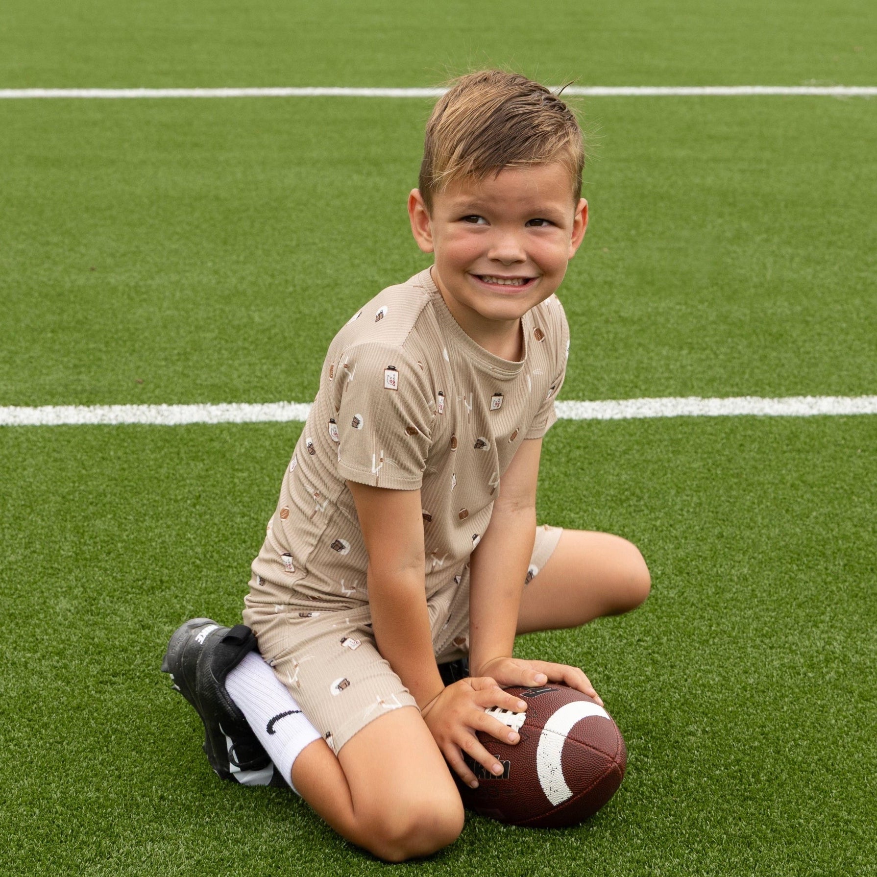 Football Small Ribbed Shorts Two-Piece Set