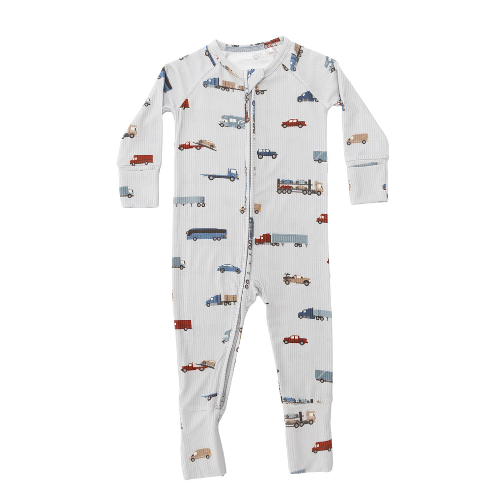 Road Vehicles Small Ribbed Zip Romper