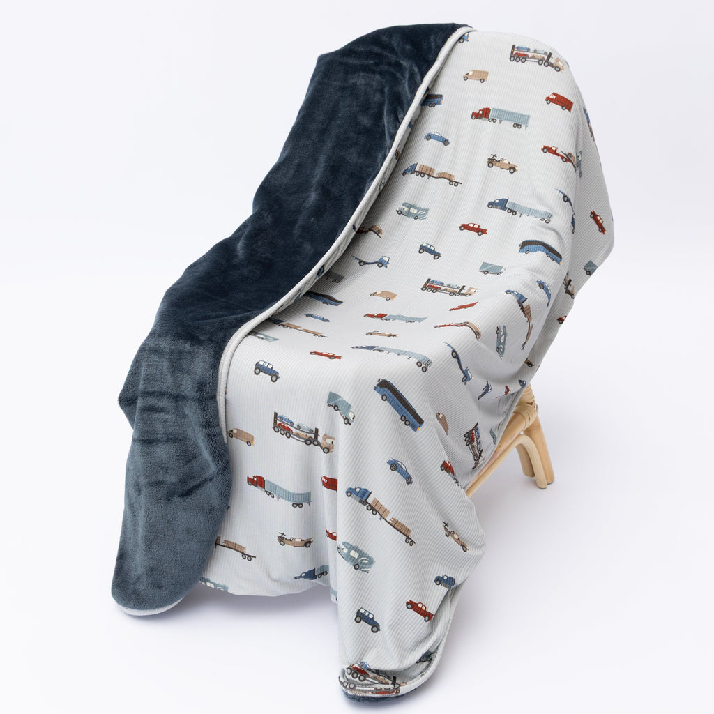 Road Vehicles Small Ribbed Youth Blanket
