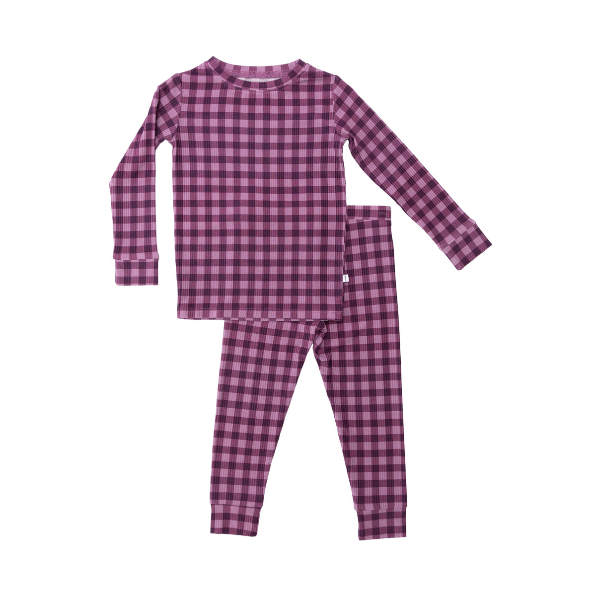 Plum Gingham Small Ribbed Two-Piece Set