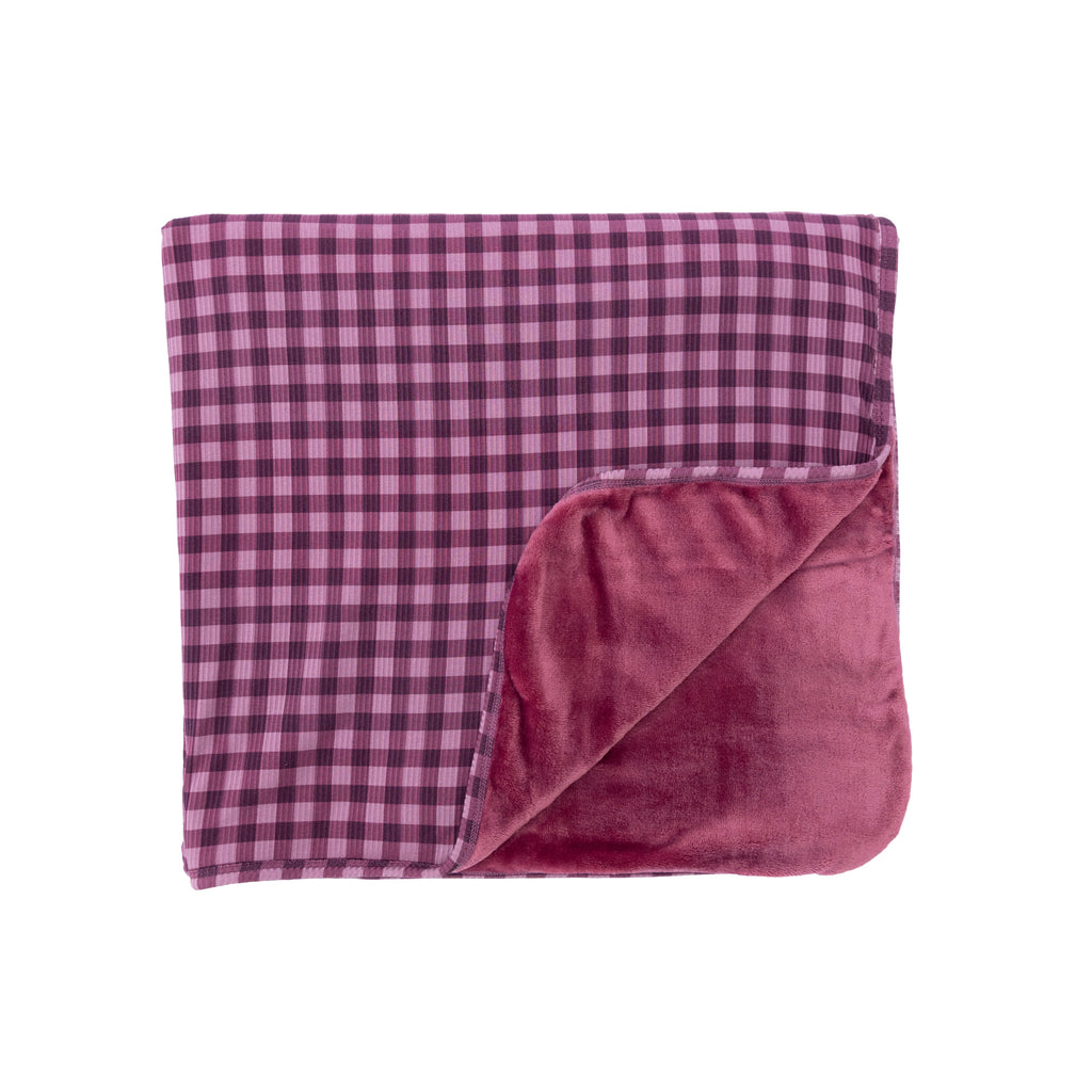 Plum Gingham Small Ribbed Toddler Blanket