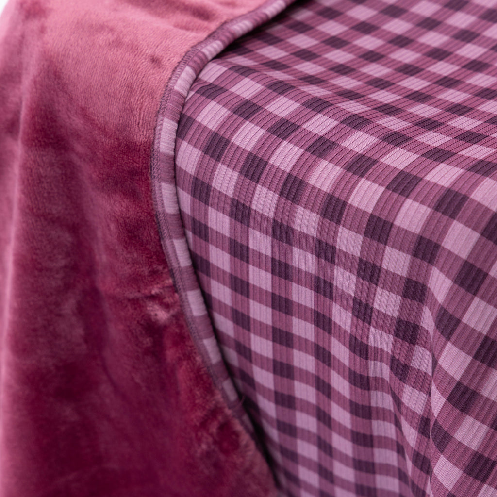 Plum Gingham Small Ribbed Toddler Blanket