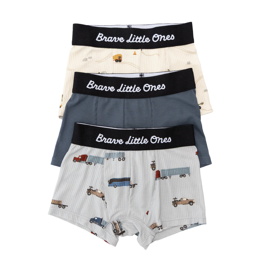 Road Vehicles, Dark Steel Blue and Construction Boxer Brief 3 pack