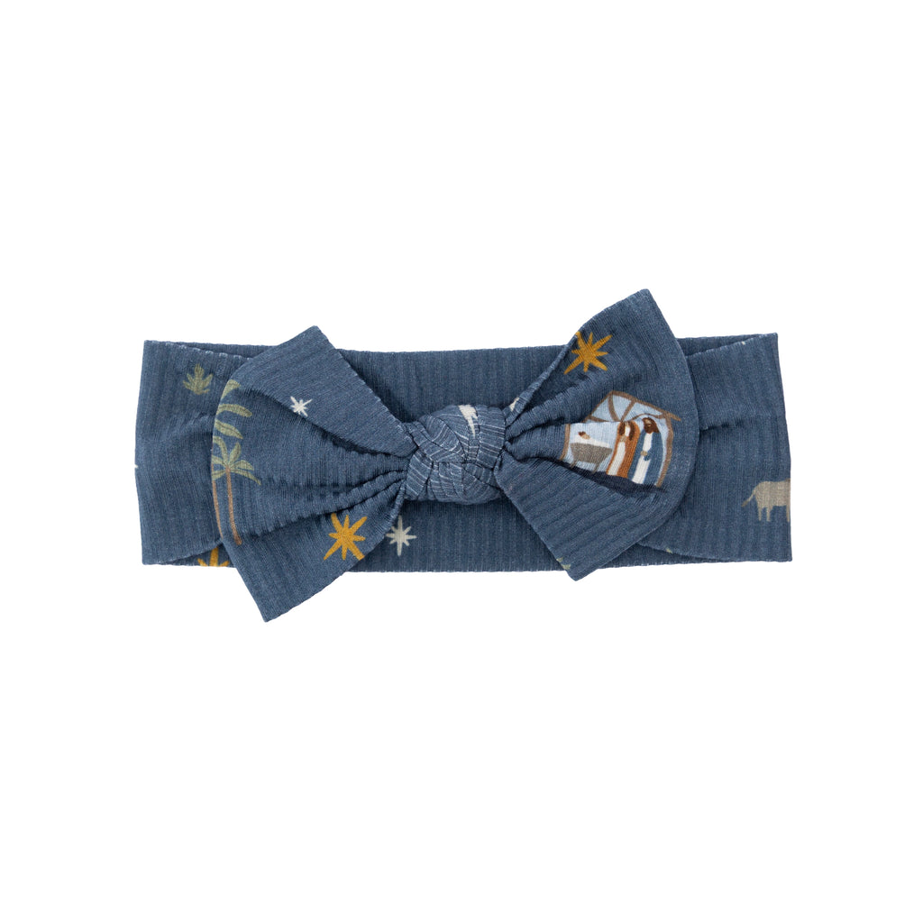 Nativity Blue Small Ribbed Bow