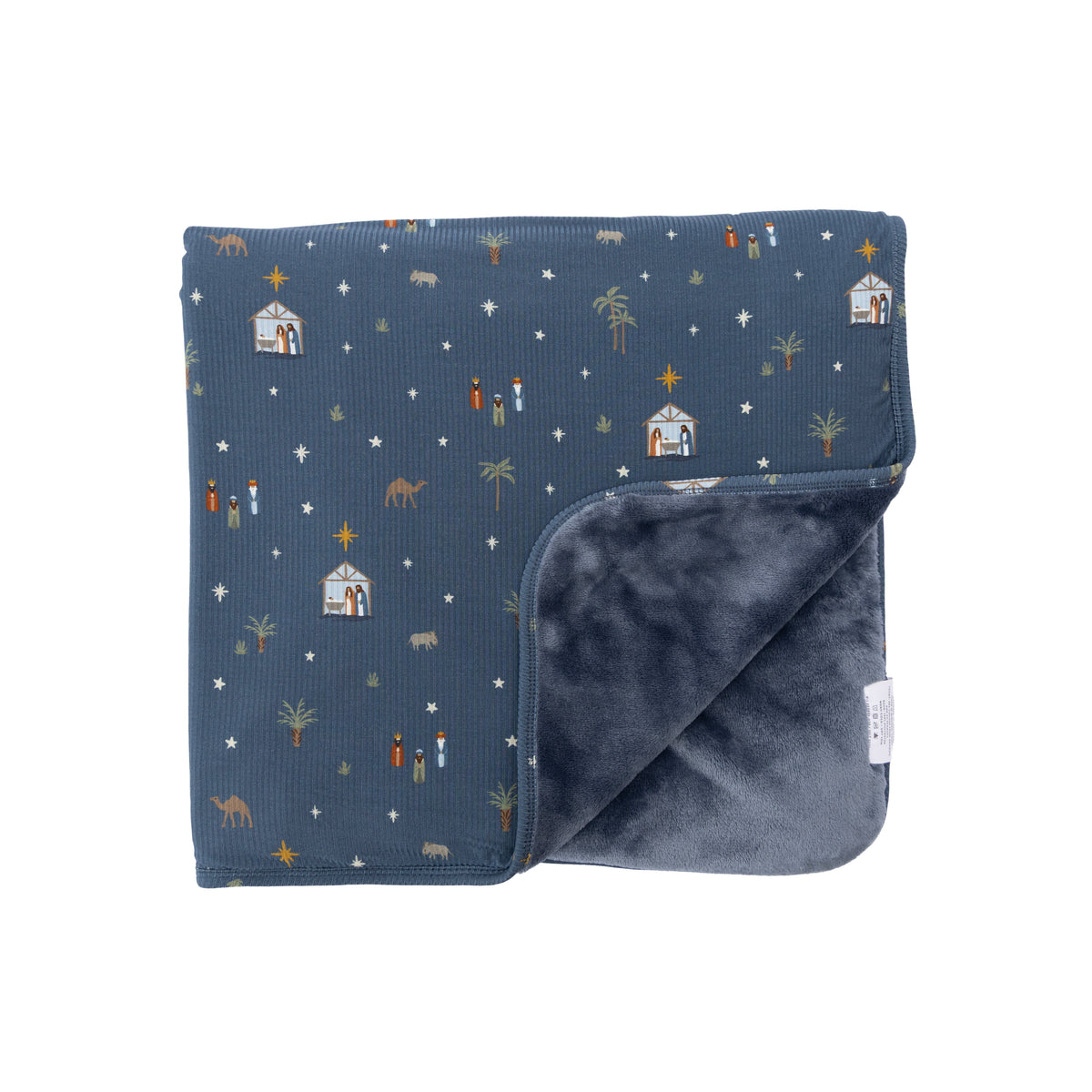 Nativity Blue Small Ribbed Toddler Blanket