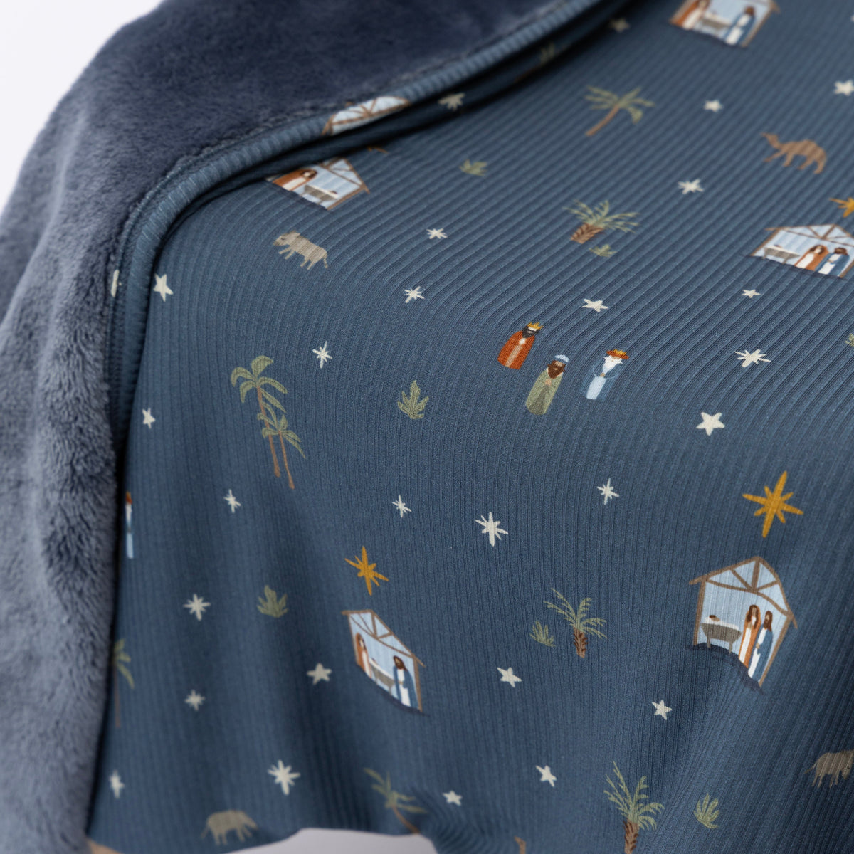 Nativity Blue Small Ribbed Toddler Blanket