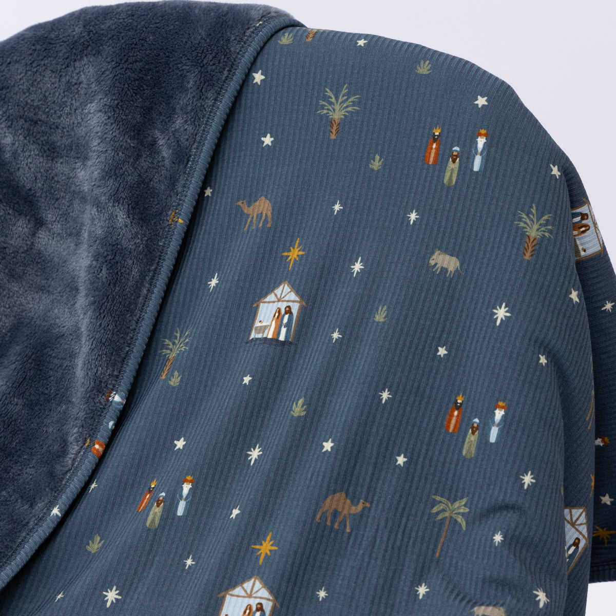 Nativity Blue Small Ribbed Toddler Blanket