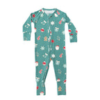 Sugar Cookies Frosted Teal Small Ribbed Zip Romper