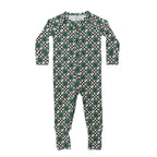 Checkered Christmas Trees Small Ribbed Zip Romper