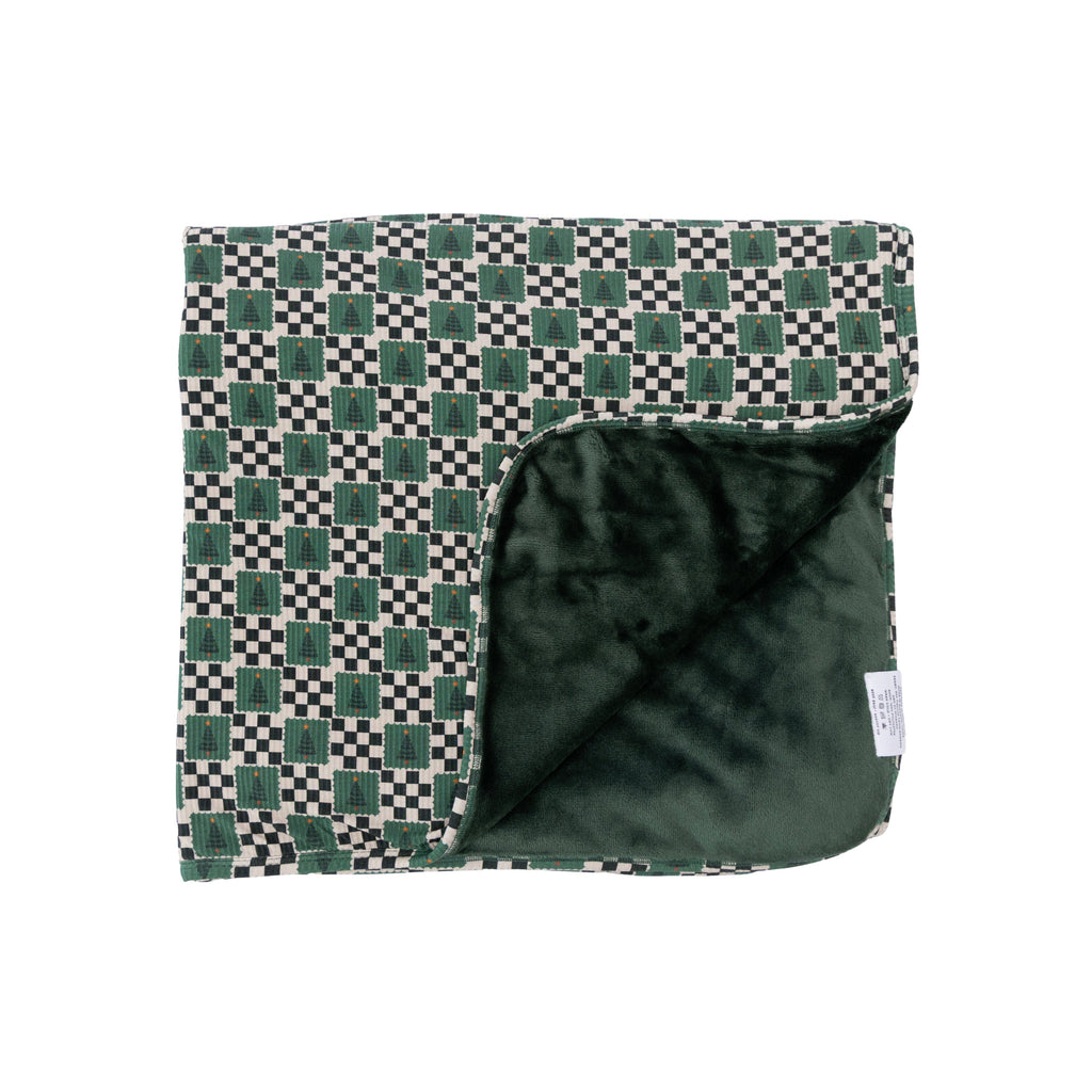Checkered Christmas Trees Small Ribbed Toddler Blanket