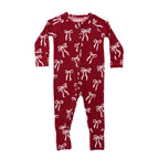 Coquette Bows Red Small Ribbed Zip Romper
