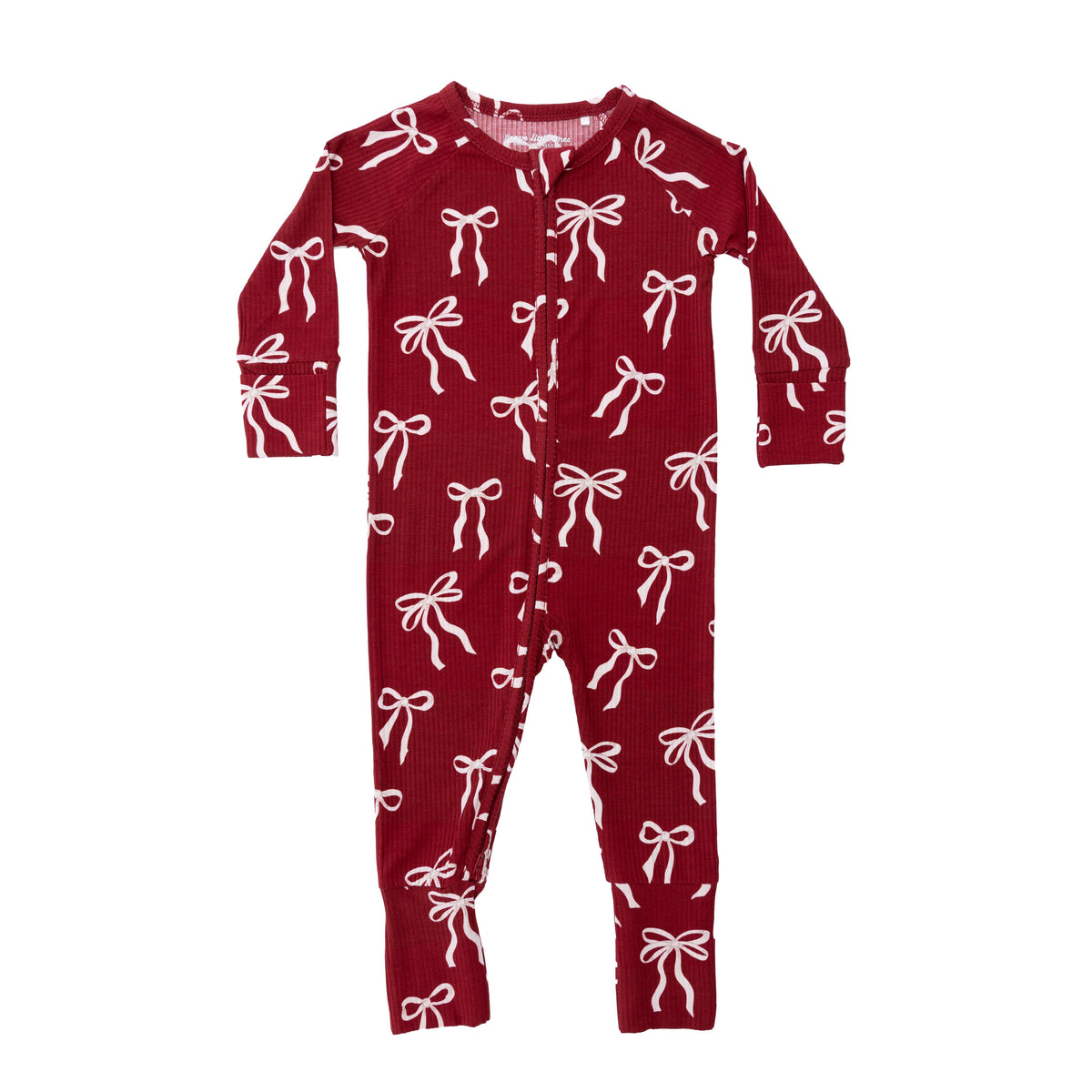 Coquette Bows Red Small Ribbed Zip Romper