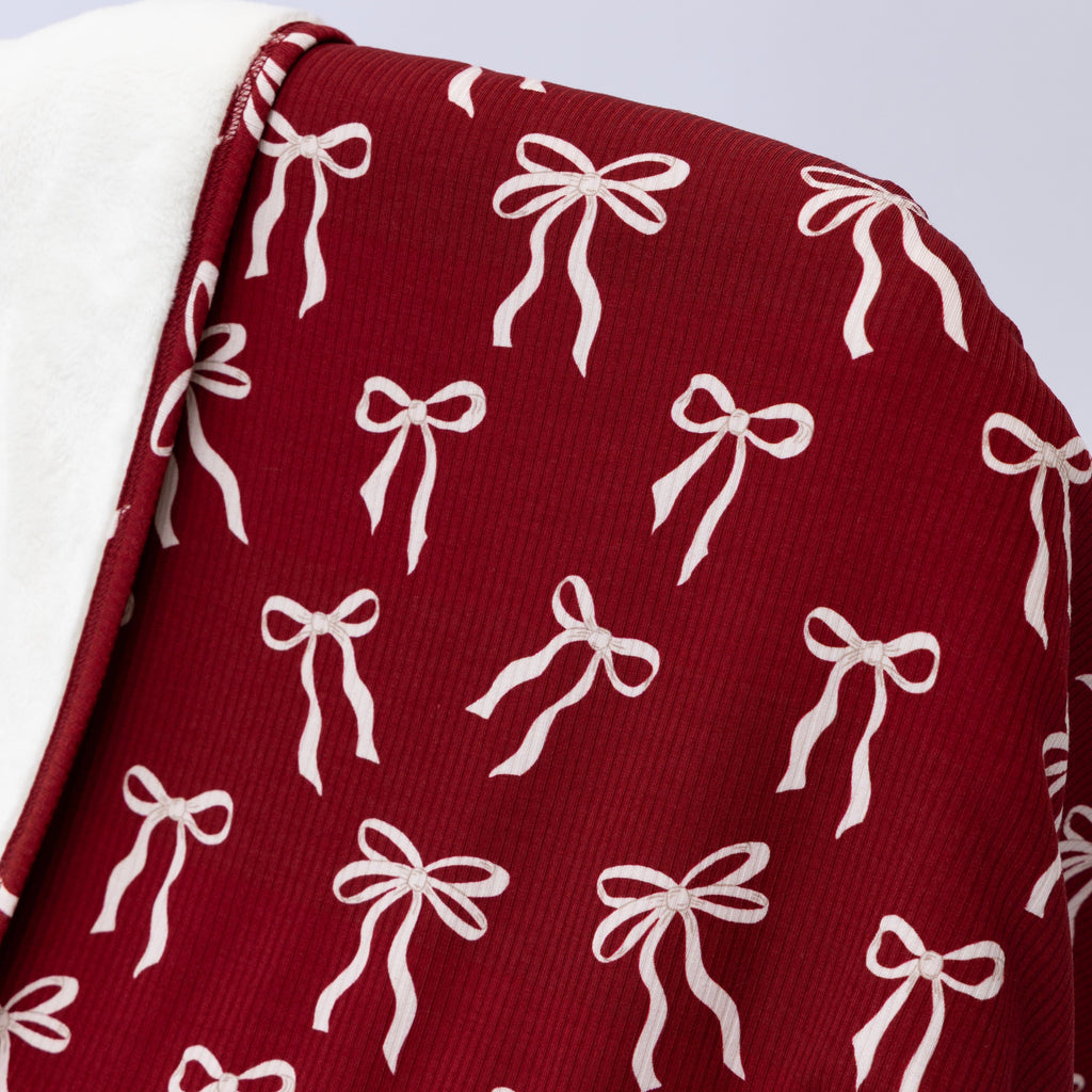 Coquette Bows Red Small Ribbed Youth Blanket