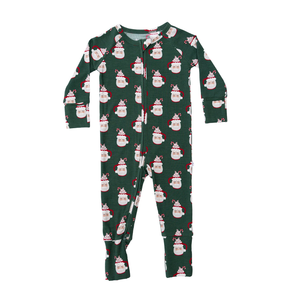 Santa Mug Small Ribbed Zip Romper