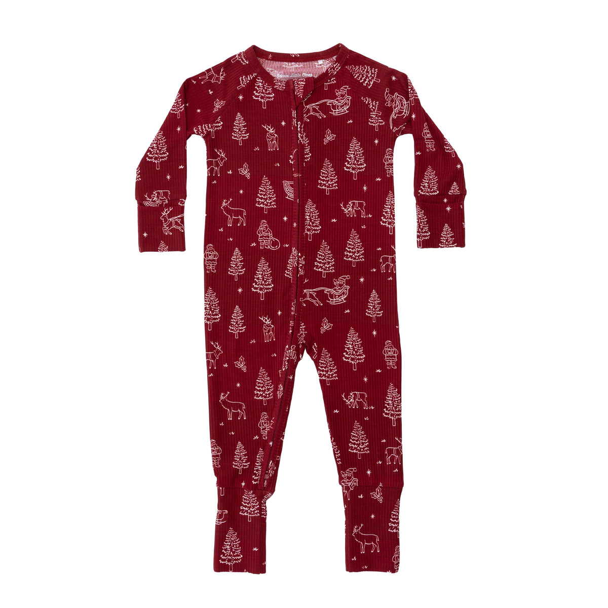Reindeer & Santa Sleigh Small Ribbed Zip Romper