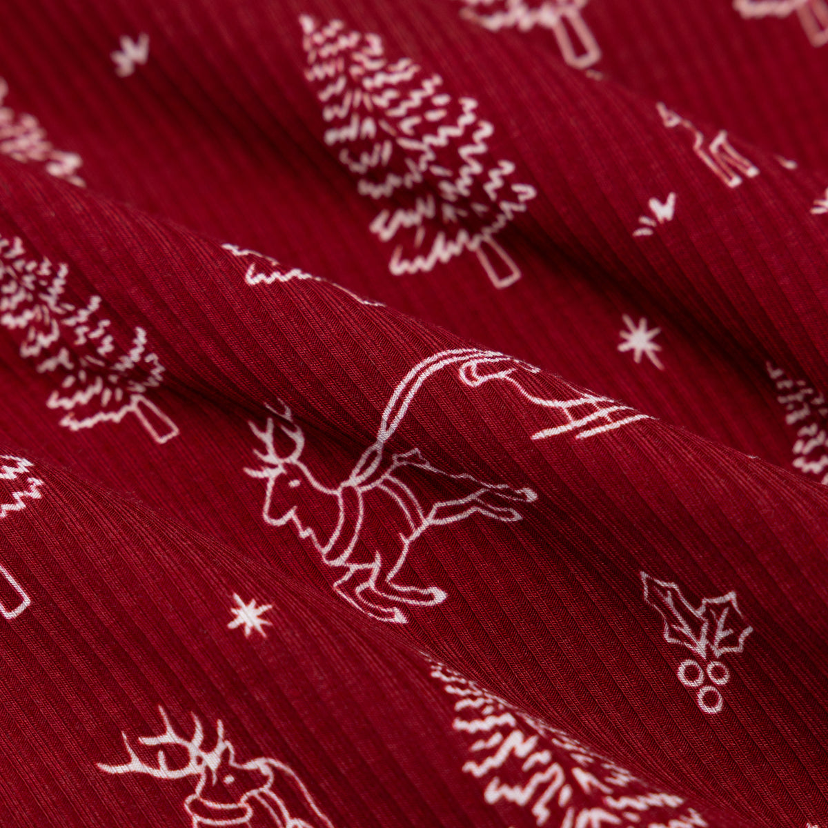 Reindeer & Santa Sleigh Small Ribbed Women's Matching set