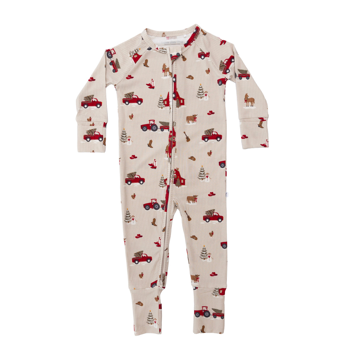Country Christmas Small Ribbed Zip Romper