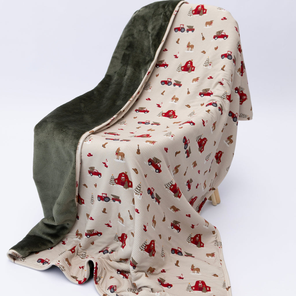 Country Christmas Small Ribbed Toddler Blanket