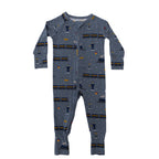 Christmas Trains Small Ribbed Zip Romper