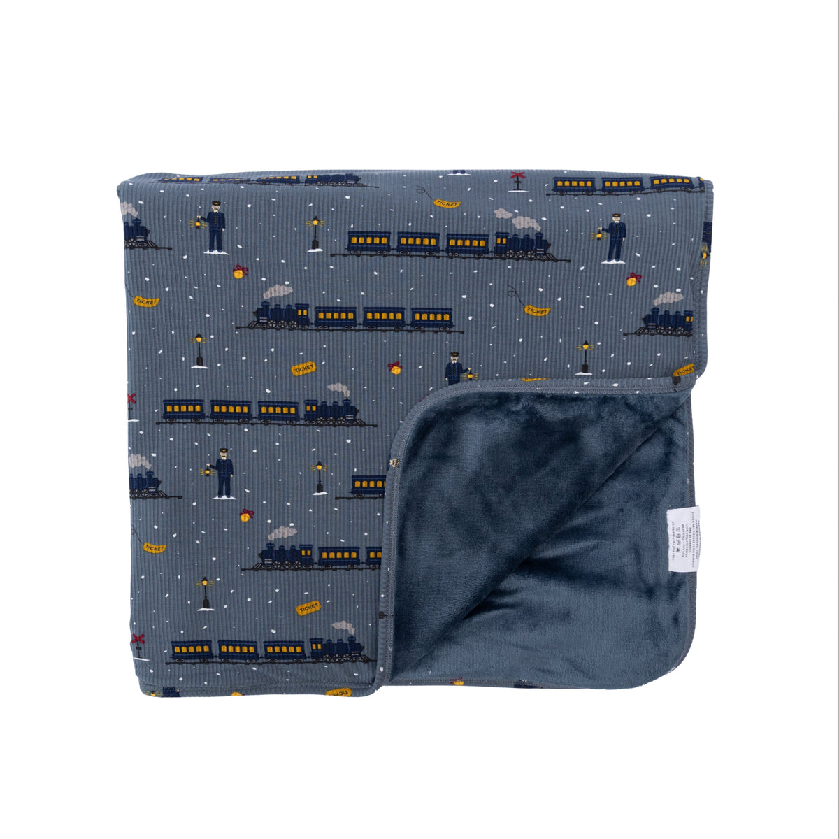 Christmas Trains Small Ribbed Adult Blanket