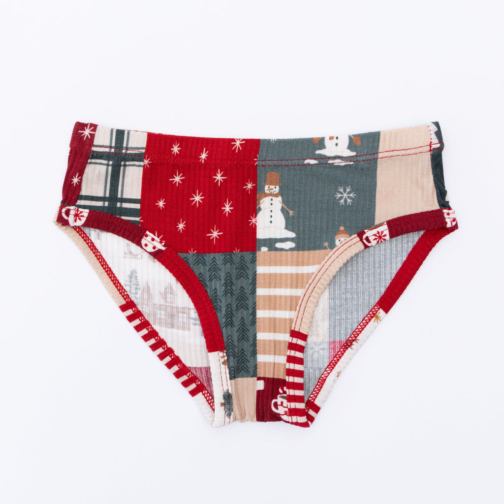 Coquette Bows Red, Teddy Bear and Patchwork Small Ribbed Underwear 3 pack