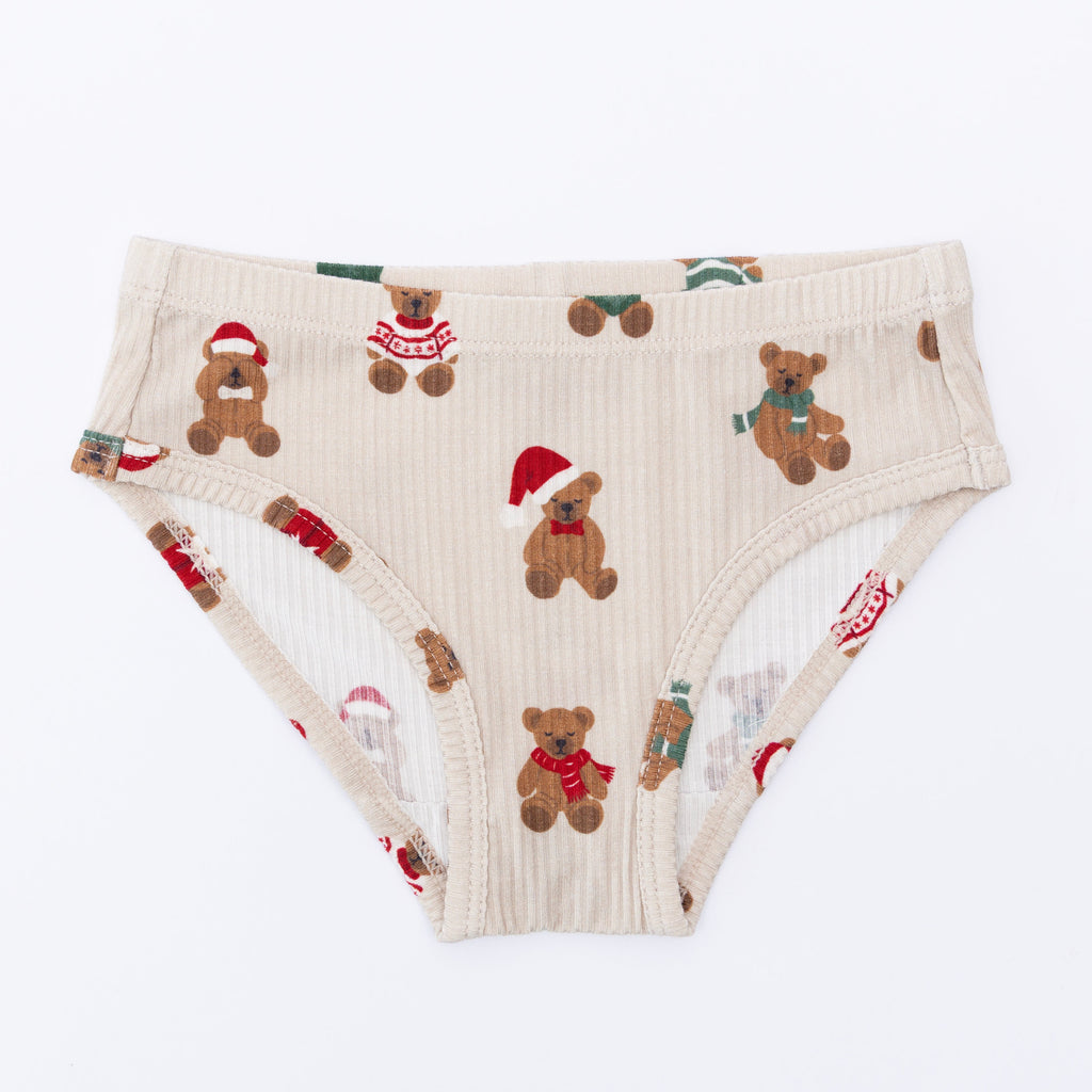 Coquette Bows Red, Teddy Bear and Patchwork Small Ribbed Underwear 3 pack