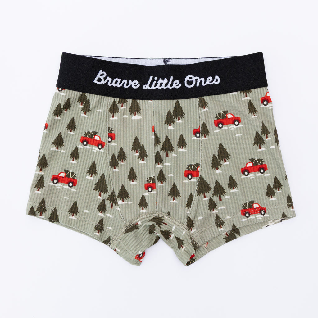 Checkered Christmas Trees, Red Christmas Trucks and Christmas Trains Boxer Brief 3 pack