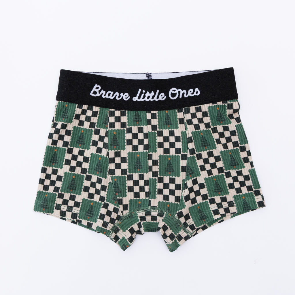 Checkered Christmas Trees, Red Christmas Trucks and Christmas Trains Boxer Brief 3 pack