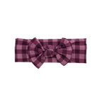 Plum Gingham Small Ribbed Bow