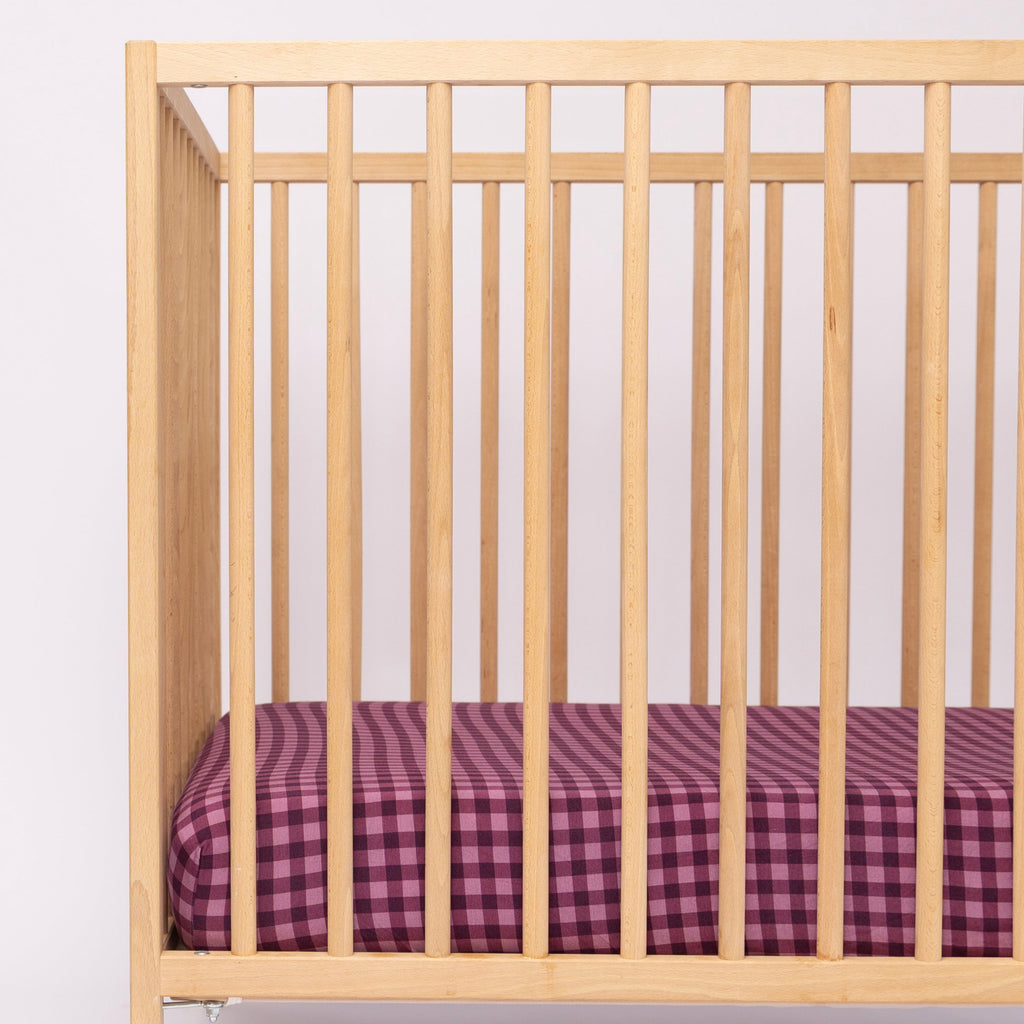 Plum Gingham Crib Sheet
