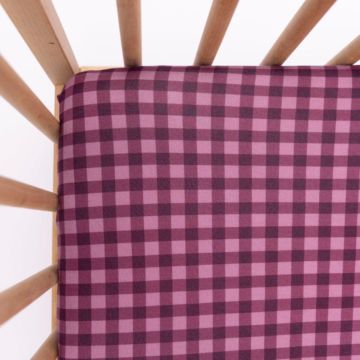Plum Gingham Crib Sheet