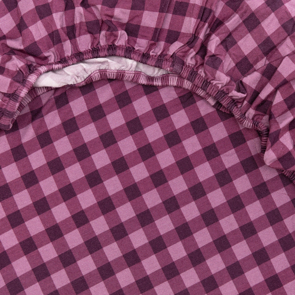 Plum Gingham Twin Sheet With Pillow Case