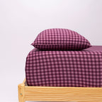 Plum Gingham Twin Sheet With Pillow Case