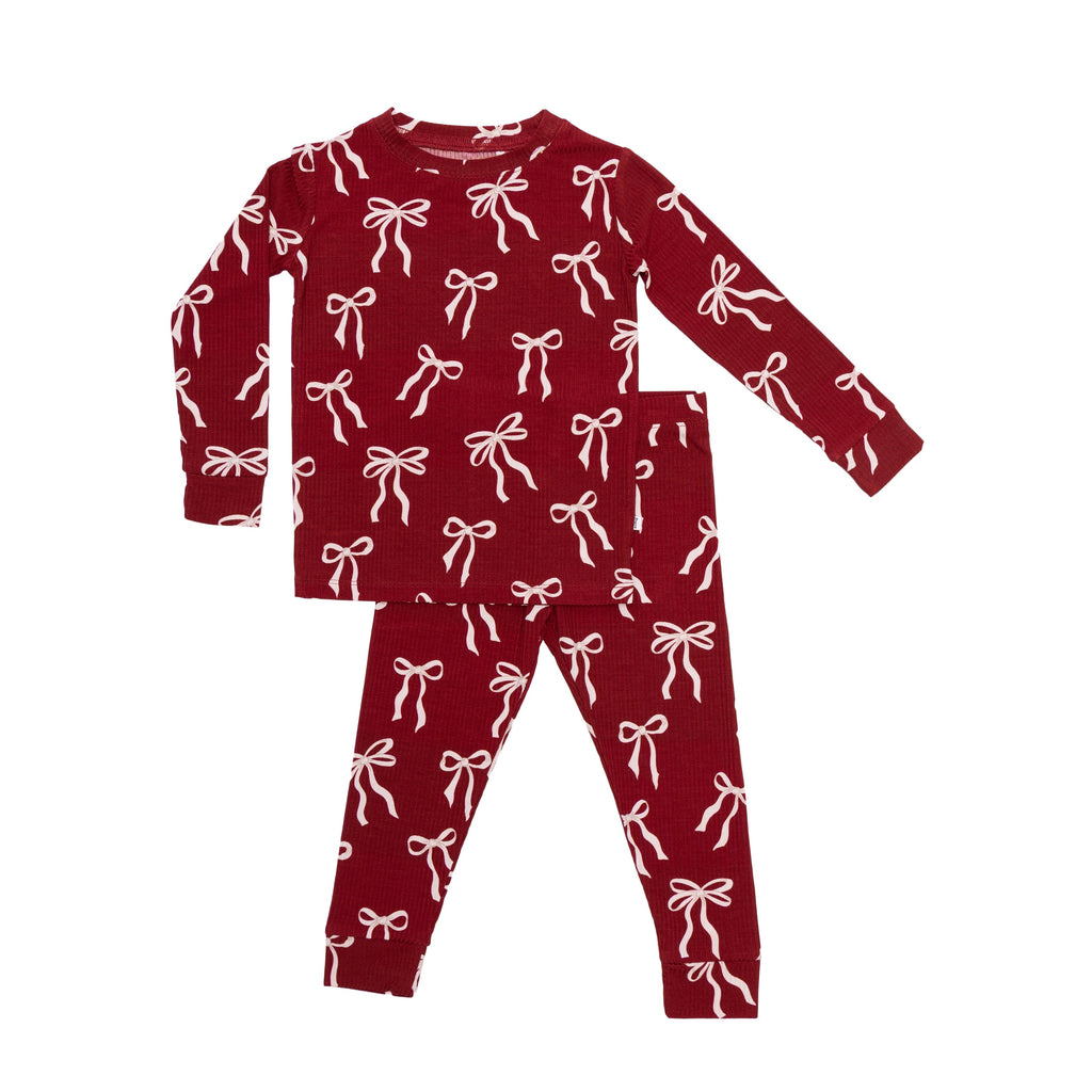 Coquette Bows Red Small Ribbed Two-Piece Set