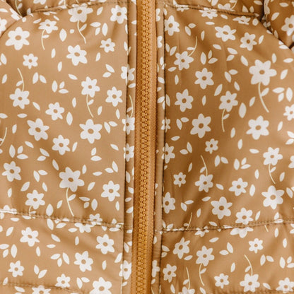 Camel Floral Puffer Jacket