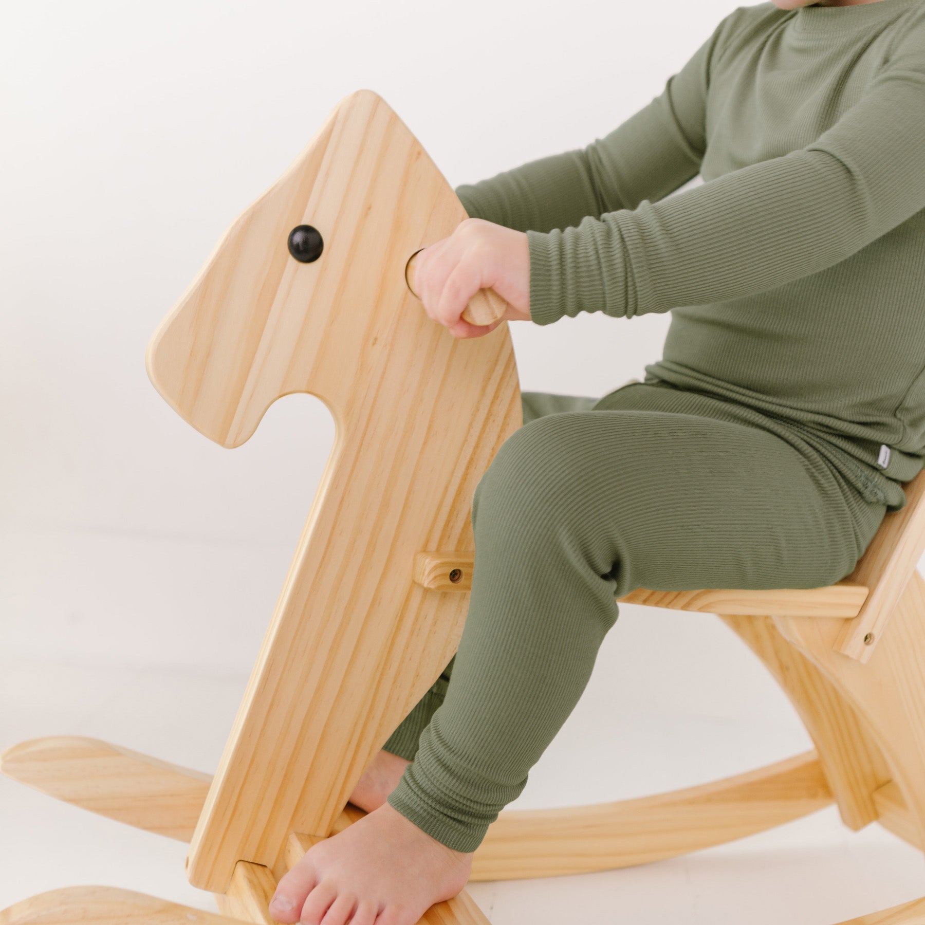 Olive Small Ribbed Two-Piece Set