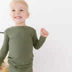 Olive Small Ribbed Two-Piece Set