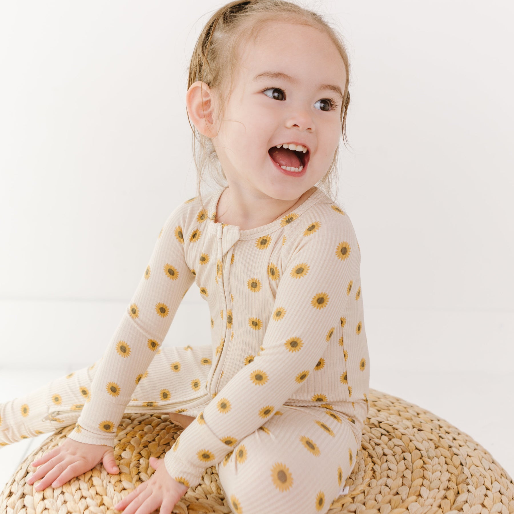 Sunflowers Small Ribbed Zip Romper