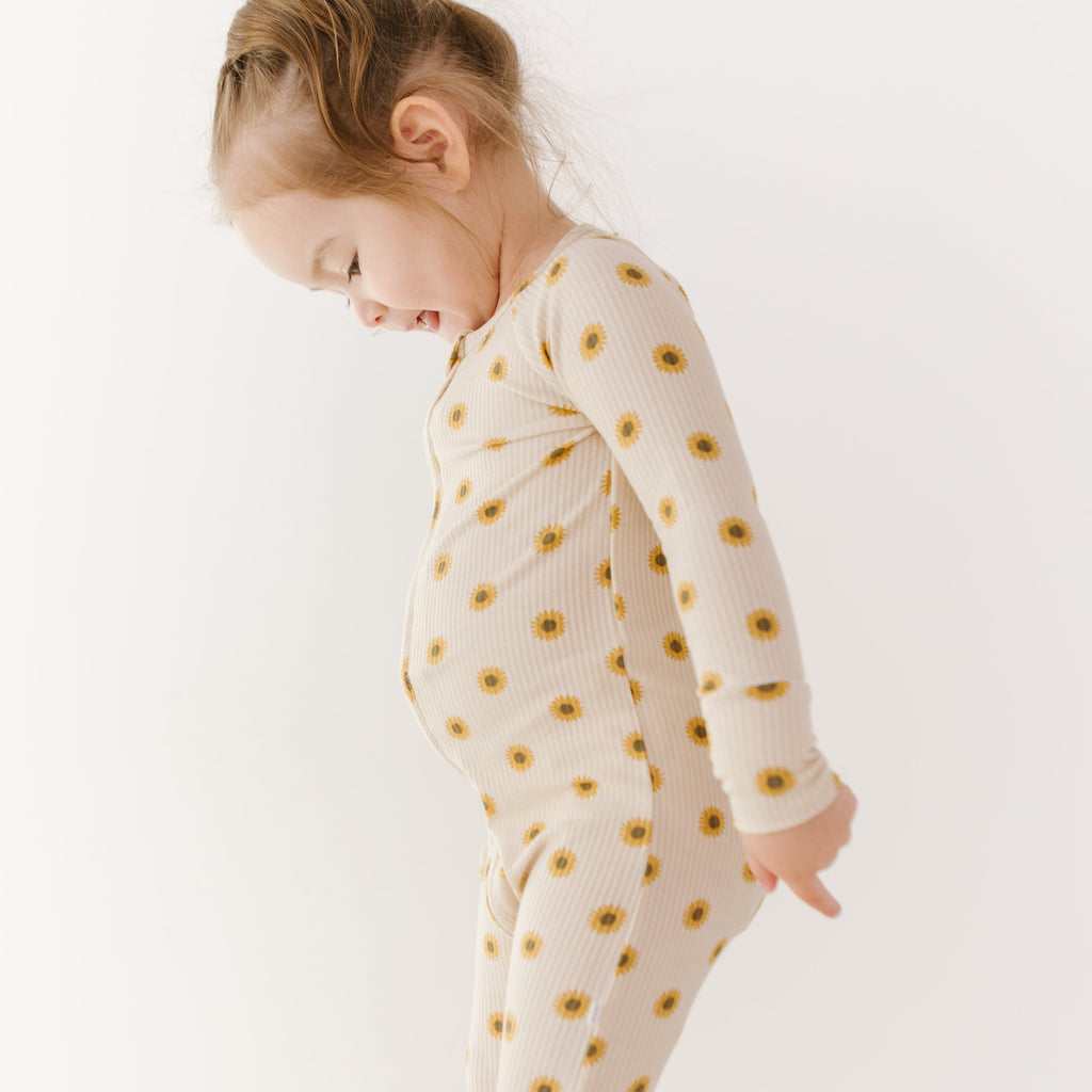 Sunflowers Small Ribbed Zip Romper