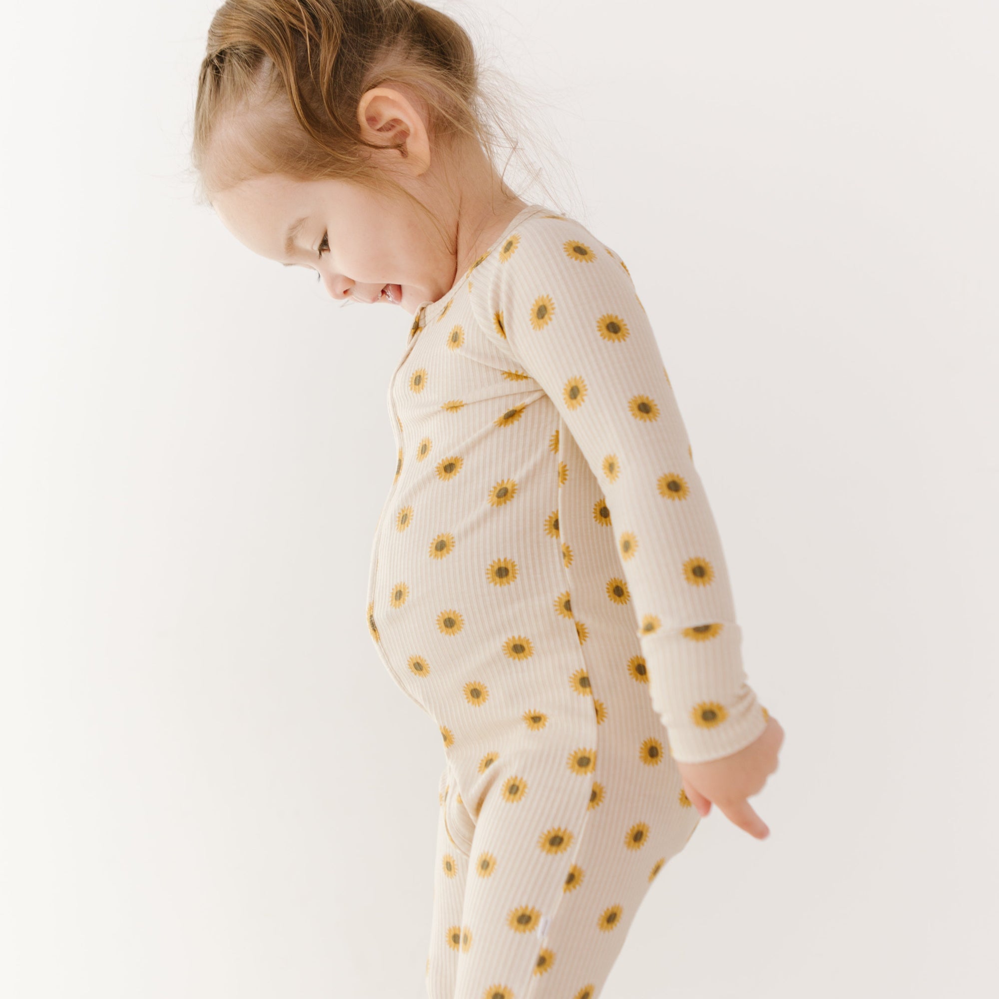 Sunflowers Small Ribbed Zip Romper