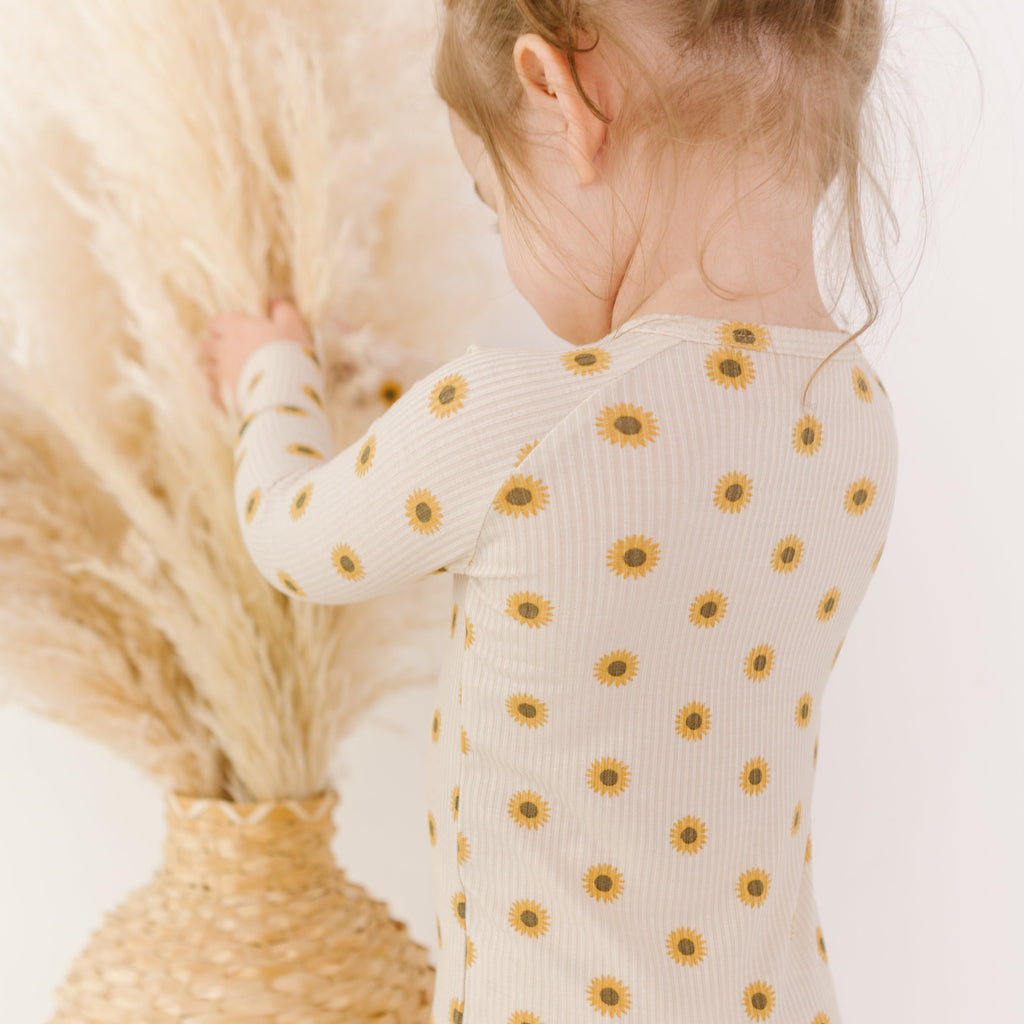 Sunflowers Small Ribbed Zip Romper