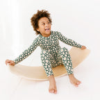 Green Floral Small Ribbed Two-Piece Set